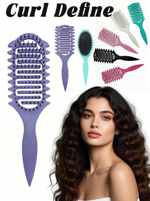 2025 Newest Upgrade Curl Defining Brush, Boar Bristle Detangling Brush For Curly Hair - Salon-Approved Styling Brush With Ergonomic Design Reduces Breakage & Frizz For Women/Men Travel Essentials