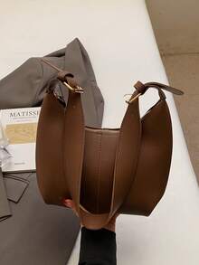 Women's New Soft Material Large Capacity Solid Color Handbag, Tote Shoulder Bag, Korean Style - Coffee - View 1