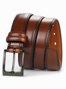 1/2pcs Genuine Leather Men's Belts | Stylish , 1 2/3" Width, Smart Design With Tight Stitching | Perfect For Casual Or Formal Occasions, Black & Brown
