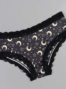 Morvia 10pcs Women Sexy Gothic Chic Low-Rise Hipsters - Contrast Lace, Allover Halloween Skull & Eyeballs & Stars & Jack-O-Lanterns Allover Print, Comfortable Hipster Panties For Women - Halloween Lingerie & Underwear-Comfortable, Assorted Styles, Perfect Gift Idea For Special Occasions Or Daily Wear