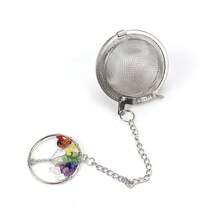 1pc 304 Stainless Steel Life Tree Shaped Tea Infuser, Decorated With Purple Crystal, Rose Quartz Crystal And Colorful Crystals - Multicolor - View 21