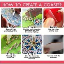 New DIY Diamond Painting Set, Full Drill Diamond Decoration For Living Room/Bedroom, Tea Cup Mat, 8pcs, Mandala Design
