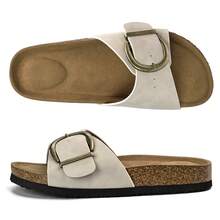 Women Sandals Summer Slip On Cork Footbed Adjustable Buckle Casual Comfort