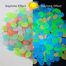 100PC/50pcs/20PCS/The Colour Is Random.Glow In The Dark Pebbles Stones For Microlandscape Aquarium Decor, Outdoor Garden Lawn Pathway, Luminous Pebbles, Beach Essentials Swimming Games - Multicolor - View 5