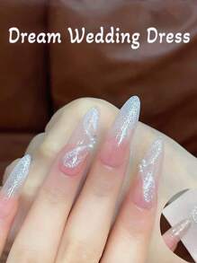 MISS SHAKA 10ml Spring Summer Nails Dream Wedding Dress White Fine Glitter Gel Nail Polish 2025 Whitening Nail Popular Flash Rhinestone Gel Nail Art Nail Supplies