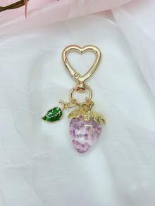 1pc Cute Strawberry Keychain, Heart-Shaped Small Ornament Bag Charm Key Chain Decor Gift For Girls, Woman Wallet Key Holder, Phone Charm, Car Keyring, Sturdy & Portable For Daily Use, Shopping, School - Multicolor - View 17