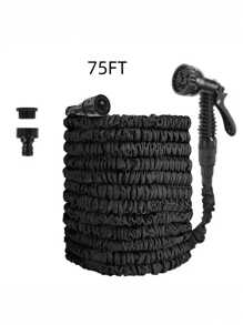 3X Telescopic Heavy-Duty Rubber Garden Hose With High-Pressure Water Gun - 3/4 Inch All-Season Outdoor Hose For Car Wash, Lawn Care & Yard Work, Includes European Thread Adapter