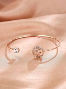 1 pieza Brazalete versátil de color oro rosa con diseño de árbol de la vida, brazalete ajustable para mujeres