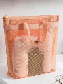 Portable Storage Bag, Travel Toiletry Bag, Large Capacity Shopping Bag, Outdoor Mesh Beach Storage Bag