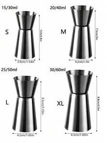 1PC Professional Stainless Steel Double Jigger Cup - Multi-Size Measuring Cup For Cocktails & Bartending (25ml/50ml Dual-Ended, Thickened Ounce Cup, Bar Tools For Home & Party Use), Gift For Father