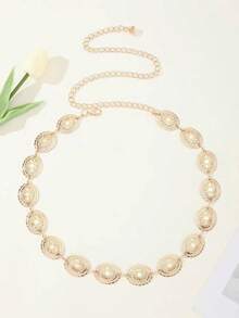 Chrysanthemum Petal Metal Alloy Waist Belt Chain, Versatile Waist Decoration For Dresses Summer, School Fall, Autumn, Halloween - Gold - View 15