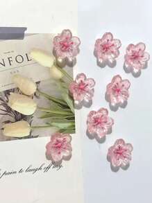 [Pink Decorative Fridge Magnets] Pink Sakura Fridge Magnets, Cute Decorative Fridge Magnets, Suitable For Office Whiteboards, Lockers, Dishwashers, Kitchen And Home Decoration, Plastic Round, Christmas Gift Ideas, Cute Resin Message Magnetic Stickers Photo Stickers