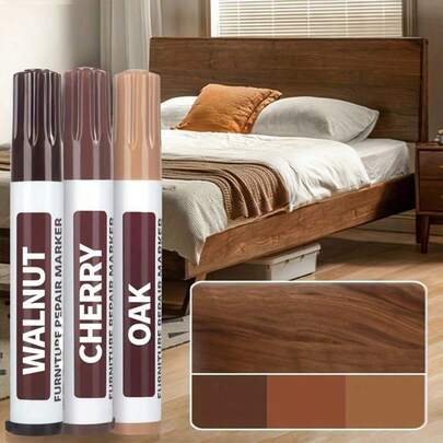 Juego de 6/7 bolígrafos reparadores de muebles de madera, kit de reparación de muebles, puede cubrir manchas, arañazos, etc., adecuado para retocar y cubrir muebles de madera como pisos, mesas, escritorios, postes de cama, etc.