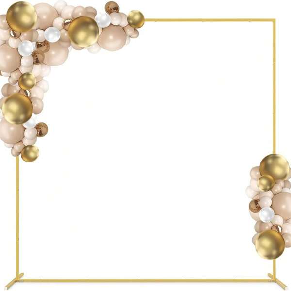 1pc 150x200/200x200cm Metal Wedding Arch Stand , Gold Frame Decoration For Birthday Bridal Shower Engagement Party Background Decoration