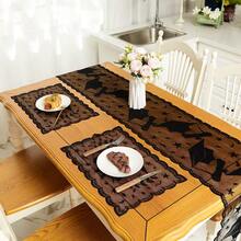 13x72 英寸毕业桌旗和 11.8x17.7 英寸毕业餐垫，蕾丝毕业帽桌旗餐桌中心装饰，适合毕业派对用品