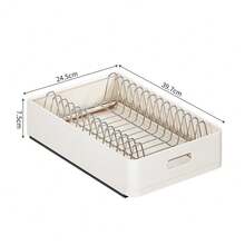 1 Piece Pull-Out Cabinet Organizer, Attached With Adhesive Film, Pull-Out Dish Basket For Kitchen Cabinets, Pull-Out Drawer For Kitchen Organizer - Creamy White-Dish Rack - 查看 3
