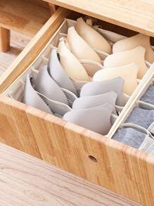 1 pieza/3 unidades Caja de almacenamiento de malla de alta elasticidad multicompartimental de gran capacidad en beige, organizador lavable para ropa, ropa interior y calcetines, plegable