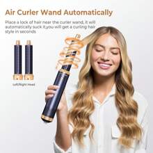 UKLISS Escova para Modelagem de Calor Multifuncional 5 em 1 e Ferro de Cachos | 3 Ajustes de Temperatura e 5 Cabeças Intercambiáveis para Cachos, Ondas, Alisamento | Essenciais de Volta às Aulas, Prime Day & Presente de Viagem de Verão (Design Azul Elegante Dourado/Dourado Branco/Dourado Preto)
