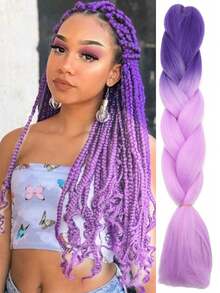 24英寸巨型辫子接发，合成编织假发，非洲渐变色卡尼卡隆假发，适用于编发。24英寸巨型辫子接发，合成编织假发，非洲渐变色卡尼卡隆假发，适用于编发。合成巨型编织假发，渐变彩虹色接发，巨型钩针编织假发，节日发饰。 - 彩色 - 查看 22