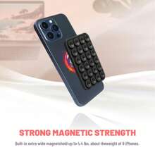 1 pieza Soporte magnético para teléfono con adhesivo, 24 piezas Ventosa súper adherente, material de silicona, adecuado para múltiples escenarios, se puede adjuntar a paredes, vidrio y otras superficies, fácil de transportar, tamaño 3,54 pulgadas x 2,36 pulgadas, se adapta a la mayoría de los teléfonos