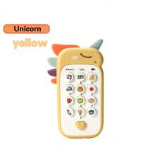 Téléphone de dentition pour bébé de style dessin animé - Jouet à mâcher en silicone souple avec multi-musique, développement sensoriel musical pour les +18 mois, jouet de téléphone intelligent interactif pour bébé
