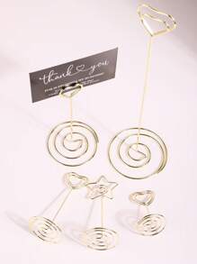 5pcs/10pcs Mini Table Number Holders, Gold Round Menu Card Clip, Great For Weddings, Birthdays, Anniversaries, Parties, Table Place Cards, Wire Picture Frames, Desk Photo Holder, Table Decorations, Back To School Valentine Day