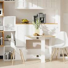 Wooden Folding Dining Table Writing Computer Desk PC Workstation Space Saving Home Office Oak & White - 1 - View 2
