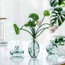 1 set de vases à fleurs en verre transparent, vases décoratifs modernes petits et mini, vases minimalistes esthétiques pour la décoration de la maison, vintage, mignons, faits main, petits centres de table de mariage pour une seule fleur, rose, décoration de la maison, vase à fleurs, centre de table, décoration de table