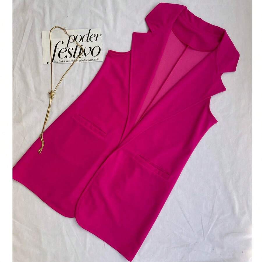 CUTE Chaleco Con Cuello De Solapa Para Mujer Para Usar En Casa, Diario Y Escuela vacaciones, ocasiones casuales diarias, salidas, estilos boho, cruceros, almuerzos, fiestas de té, pantalones amplios, estilo antiguo, conjuntos de pantalones, estilo minimalista, Hawái, verano europeo adecuadas para primavera y otoño, trabajo, viajes, playa, estilo bohemio, estilo occidental, festivales de música, campo para Mujer Dama Moda Sexy, Playa, Fiesta, Vestidos ajustados, Citas, Reuniones - Rosa - Ver 1