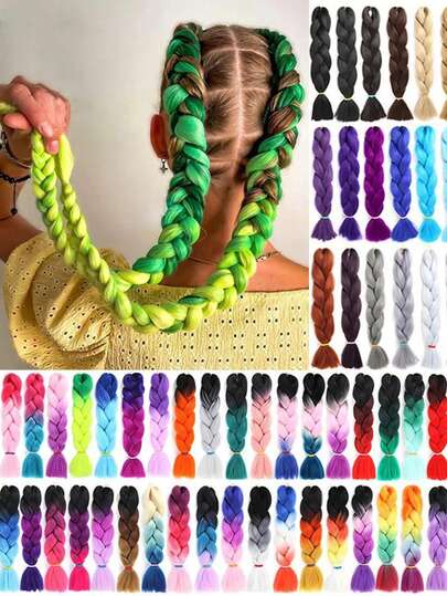 24 Inch Jumbo Braids Extensions Synthetic Braiding Hair Afro Ombre Color Kanekalon Hair For Children Braid 24 Inch Jumbo Braids Extensions Synthetic Braiding Hair Afro Ombre Color Kanekalon Hair For Children Braid Synthetic Jumbo Braiding Hair Ombre Rainbow Hair Extensions Jumbo Crochet Hair Weaving Braids Hairpieces For Festival