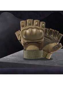 Guantes rígidos de medio dedo para uso en exteriores - Negro - Ver 8