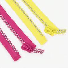 1pc, #10 Double Line Rhinestone Zipper, 23.62 Inch/39.37 Inch, Multi-Color Options (Black, White, Red, Green, Yellow, Pink, Blue, Etc.), Resin Zipper, Suitable For Jackets, Skirts And Pants, Sewing Zipper - 10# Double Row Drill - View 6