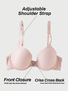 Sujetador con aros y push up sexy para mujer con cierre delantero, bralette con espalda cruzada y sin espalda, brasier de costillas sin costuras, camiseta básica, lencería de unicolor y cómoda con botones delanteros