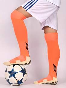 Thick Terry Football Socks With Non-Slip Grip Bottom, Soccer/Running/Sports Crew Socks, Comfortable & Durable