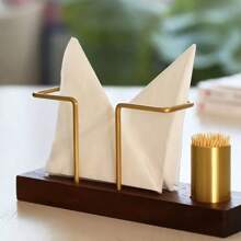 1pc/2pcs/4pcs Solid Wood Creative Vertical Tissue Holder, Napkin Holder For Kitchen Dining Table,Cafe Hotel Restaurant Desktop Napkin Holder, Simple Table Tissue Holder With Wood Base For Paper Napkins, Modern Dispenser For Home Decor