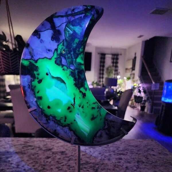 1 pieza Ágata lunar de ágata volcánica única - Para decoración de escritorio en el hogar y la oficina, colecciones de cristal, regalos perfectos para amantes de los cristales, ideal para Acción de Gracias, Navidad, San Valentín y otras festividades