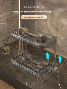 1 pieza Estantería de almacenamiento de maquillaje, Caja de almacenamiento transparente sencilla, Organizador de tocador, Soporte para productos de cuidado de la piel de gran capacidad, Apto para botellas, tazas, cosméticos, Decoración de habitación, Decoración del hogar, Accesorios de baño, Para vacaciones en la playa, Colección de baño, Colección de dormitorio, Gran capacidad