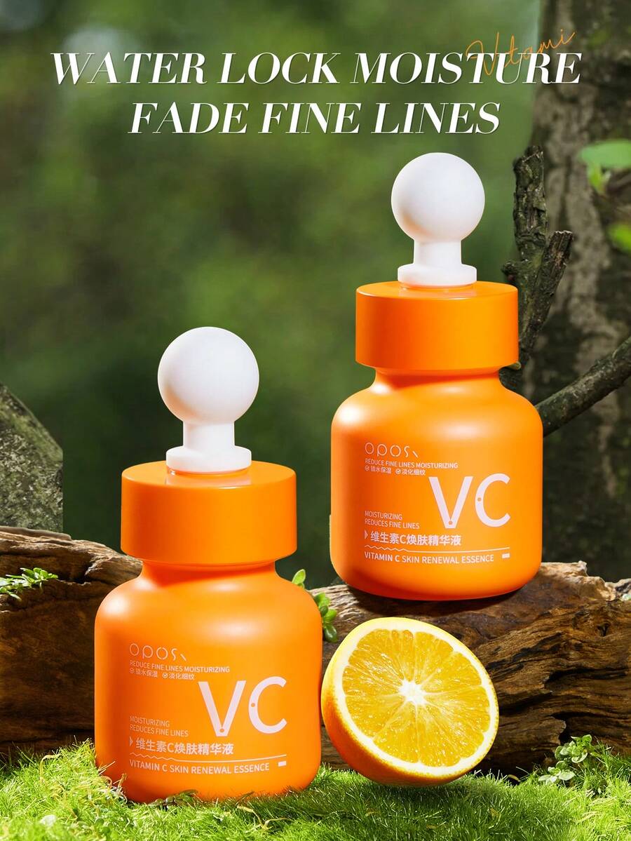 40ml 维生素 C 精华液，提亮肤色，紧致肌肤，改善暗沉，淡化黑斑，抗衰老，保湿，适合所有肤质，男女通用 - 橘色 - 查看 1