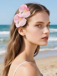 2 Stück Haar-Clips mit imitierten Lilien und Orchideen, süße dekorative Accessoires als Strandurlaubszubehör für Damen, Haarklammern, Haarspangen