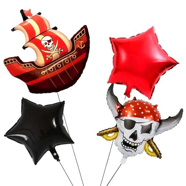 4 balões de alumínio pirata de 40 polegadas, suprimentos para festa de Halloween, Natal, aniversário, decoração para banquete de festa de aniversário