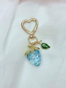 1pc Cute Strawberry Keychain, Heart-Shaped Small Ornament Bag Charm Key Chain Decor Gift For Girls, Woman Wallet Key Holder, Phone Charm, Car Keyring, Sturdy & Portable For Daily Use, Shopping, School - Multicolor - View 18