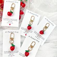 1/5/10pcs Cute Fruit Design Pocket Hug Card Gift Set, Apple/Strawberry/Cherry Shaped Keychain Charm, Backpack Decor, Wedding Party Favors, Encouragement Tokens, Home Decorations, Gifts For Family, Friends, Wedding Guests, Special Birthday, Wedding, Valentine's Day, Graduation, Back To School