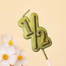 1pc 1/2 Shape Math Creative Candle, Suitable For Birthday Party, Wedding Anniversary Celebration Cake Topper, Birthday Candle, Party Mini Candle, Baking Decor, Dessert Party, Numeral Candle, Cute Candle, Also Applicable For Women's Birthday Party, Girlfriend Gathering