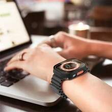 2 piezas Funda compatible con Apple Watch Ultra 2 de 49mm Protector de pantalla de cristal templado Carcasa protectora de PC duro compatible con Apple Watch Series Ultra de 49mm - Multicolor - Ver 4