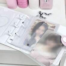 Blush Heart & Bow Decor Kpop Instgram Cute Girls Card Holder, Grid Pattern Mini Card Album, Style 3 Inch Album With 20pcs Double-Sided Inserts,Back To School,School Supplies
