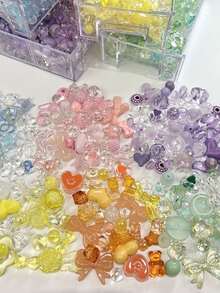 30g/50g Mix Acrylic Beads Randomly Heart Shape, Bow, Spacer Beads For Bracelet Making DIY Mobile Phone Chain Earring Jewelry Handmade Accessories