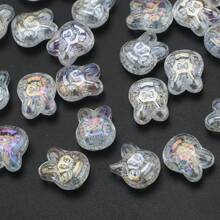 30 peças de contas de vidro de coelho de desenho animado de 10*12 mm, contas galvanizadas com tema de animais para fazer joias faça você mesmo, chaveiro, decoração de celular, colar, pulseira, pingente