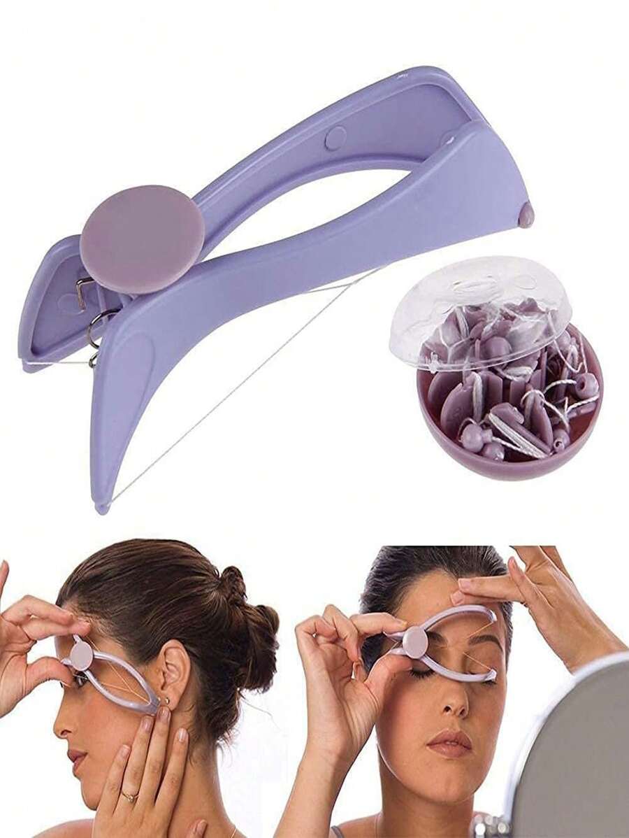2 Stücke Gesichtsharentfernungsgeräte für Frauen, Augenbrauen, Gesicht und Körperhaare mit Fadentechnik, mit abnehmbarem System, für Augenbrauen, Fadenzieh-Werkzeug, Haarentfernungsfaden für Frauen