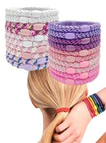 5 Stück/Set gewebte dicke bunte Haargummis, strapazierfähige elastische haarschonendeHaarbänder, geeignet für Pferdeschwanz-Halter von dickem Haar, Haargummis und Haarseile in verschiedenen Farben