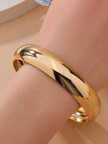 Minimalist Plain 14K Gold Plated Alloy Bangle Bracelet, Women's Summer Beach Vacation Date Party Dress Jewelry, Gift For Girlfriend, Teacher, Mother